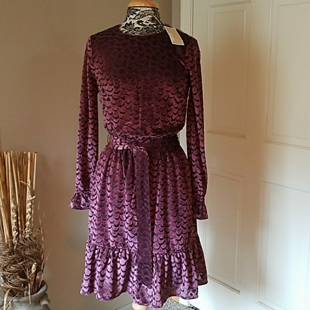 Michael Kors burgundy belted dress, size S